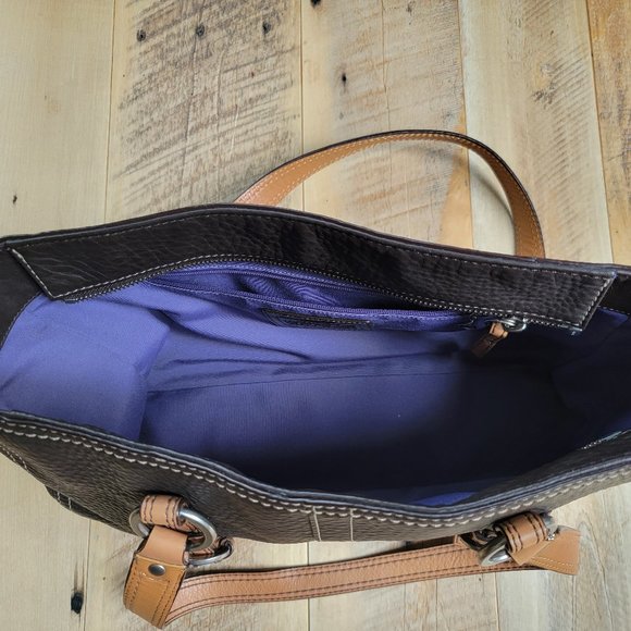 Coach Chelsea Two Tone Brown Pebbled Leather Handbag - Picture 10 of 14